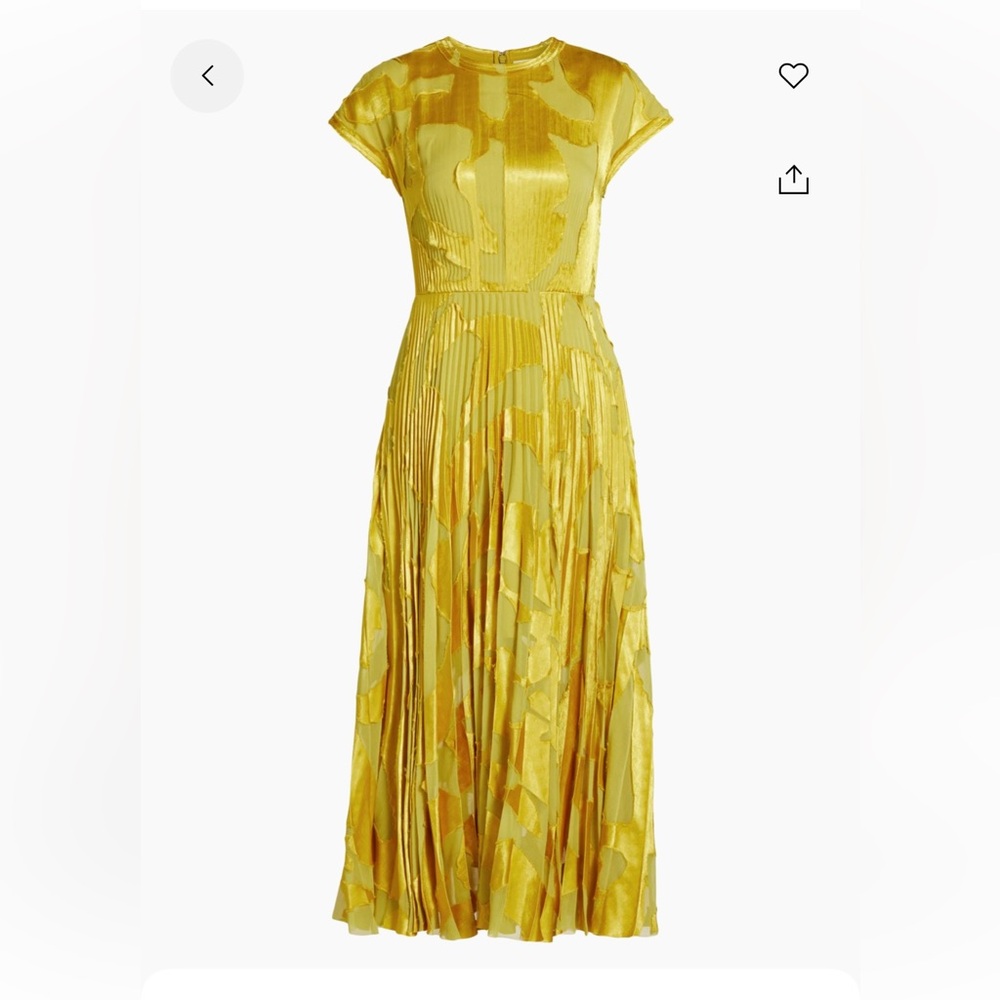 Jason Wu Collection Yellow Pleated Midi Dress